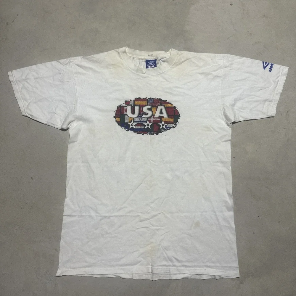 Vintage UMBRO USA Cup Soccer Football Y2K 90s Shirt Size XL Distressed USA MADE